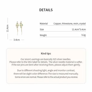 Product specifications for long butterfly flower tassel earrings with 925 silver needles