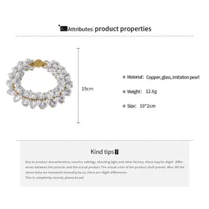 Product specifications for French style pearl bracelet with copper and glass beads