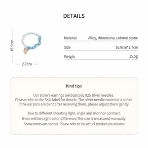 Détails du bracelet en perles d'aigue-marine et papillon avec dimensions et matériaux