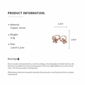 Détails des spécifications des créoles à fleurs en zircon plaqué or 14 carats