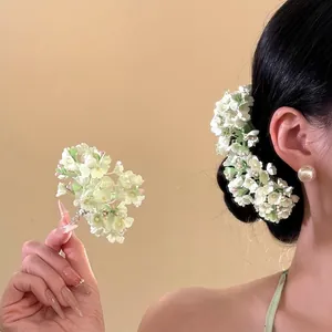 New Chinese Style Fabric Flower Hairpin Ethereal Floral U-Shaped Hair Stick For Hanfu Qipao Women Elegant Hair Accessories