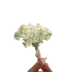 Elegant green flower U-shaped hairpin for Hanfu and traditional Chinese style hair accessory