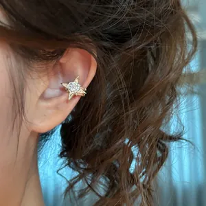 Sparkling Zirconia Star Ear Cuff Non Pierced Fashion Clip On Earrings Elegant Versatile Jewelry For Women