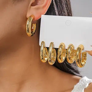 Luxury Gold C-Shaped Geometric Teardrop Stud Earrings Collection Minimalist Fashion Jewelry For Women With Steel Earring Post