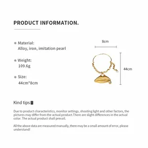 Detailed product info card for the oversized mouth pendant necklace with size data