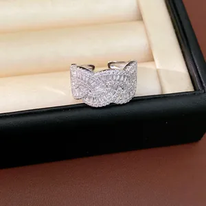 Macro detail of exquisite silver ring with cubic zirconia inlay in professional setting