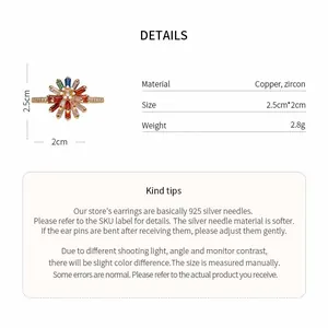 Colorful flower zircon open ring in 18k gold plating for women detail
