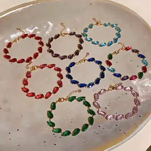 Elegant water drop zircon bracelets in multiple colors for women fashion accessories