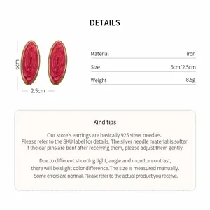 Vintage-Ohrringe, rosa Oval, Öltropfen-Stil, Goldrand, mit Produkt-Spezifikationen