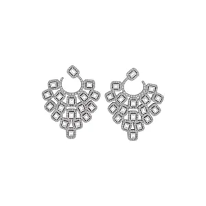 Luxury heart-shaped hollow-out earrings with sparkling cubic zirconia stones