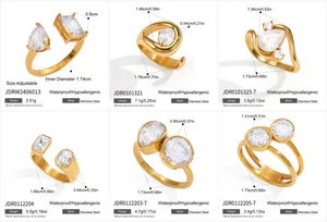 Comprehensive specifications and close-up views of various zirconia stainless steel rings