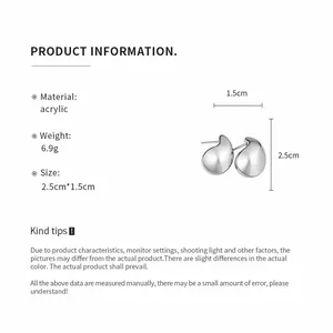 Detailed product information for minimalist silver teardrop stud earrings showing size and weight
