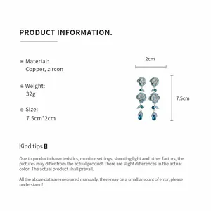 Detailed product dimensions for the vintage flower tassel earrings with zircon