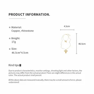 Product specifications sheet for double-layer flower pendant necklace with rhinestones