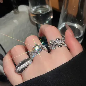 14K Gold Plated Copper Zirconia Geometric Round Open Ring Adjustable Elegant Index Finger Ring For Women Minimalist Fashion Jewelry