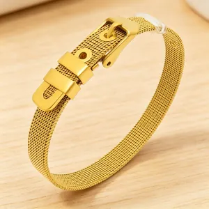 Minimalist 304 Stainless Steel Milanese Mesh Strap Bracelet Urban Casual Jewelry With Pin Buckle For Unisex Fashion Wrist Accessory