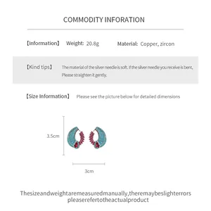 Detailed size chart for zircon hollow flower earrings, height 3.5cm, weight 20.8g.