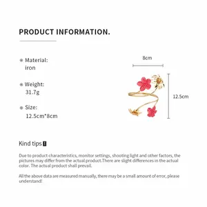 Produktdetails für Vintage-Blumen-Metallarmreif mit Größen- und Gewichtsangaben