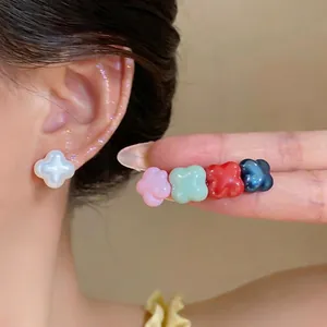 Korean Style Artificial Pearl Shell Texture Flower Heart Geometric Stud Earrings With 925 Sterling Silver Earring Post For Women Fashion Jewelry