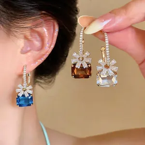 Koreanischer Stil Blume Geometrisch Zirkonia Creolen Kupfer Vergoldet Mit 925 Sterlingsilber Ohrstecker-Stift Damen Schmuck