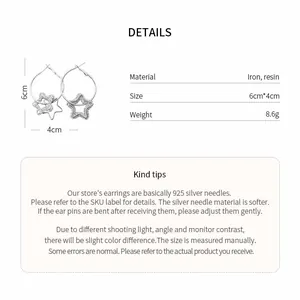 Spécifications détaillées de ces boucles d'oreilles étoile en résine et fer de qualité