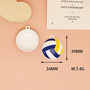Detail view of volleyball pendant with size 39x34mm and weight 7.4g specifications