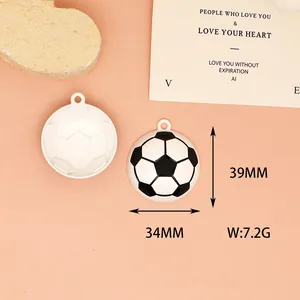 Detailed view of the soccer ball pendant charm showing 39x34mm dimensions and 7.2g weight