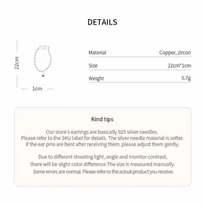Detailed specifications for minimalist copper zircon collar necklace with sizing info