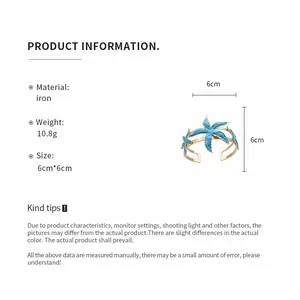 Product specifications for a vintage starfish cuff bracelet with blue enamel and gold finish