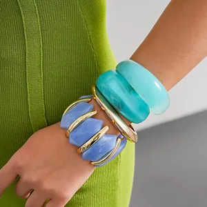Acrylic Irregular Rhombus Elastic Bracelet Personalized Exaggerated Geometric Bangle High-end Niche Hand Jewelry For Women