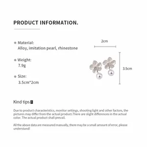Product specification details for French vintage floral earrings with pearl pendants