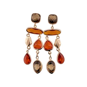 Vintage Maillard style tassel earrings featuring elegant faceted teardrop crystal pendants