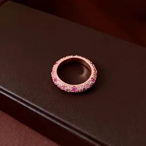 French Retro Style Rose Gold Plated Copper Pave Zirconia Starry Sky Ring For Women Light Luxury Fashion Niche Index Finger Ring Jewelry Gift