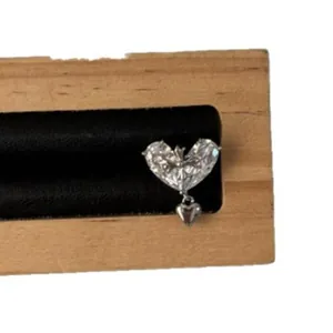 Sparkling heart-shaped zircon ear cuff with cross design, 18k gold plated clip-on earring