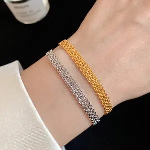 Elegant European ins style gold and silver toned mesh chain bracelets for women