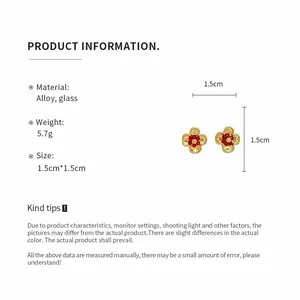 Detail view showing product specifications and dimensions for vintage flower stud earrings