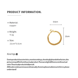 Gold-toned mesh chain bracelet detailed specifications and 21cm length measurement