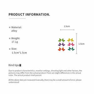 Información detallada sobre tamaño y material de los pendientes de botón de mariposa