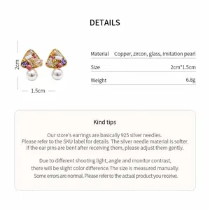 Detailed product specifications and size info for vintage 18k gold plated pearl earrings