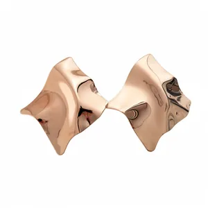 High-quality chunky irregular geometric metal earrings with rose gold finish for women