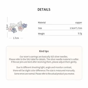 Product details: dimensions, weight, and material of enamel flower stud earrings.