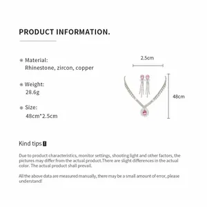 Detailed product specifications for rhinestone zircon teardrop jewelry set