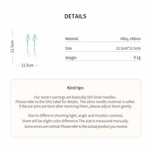 Détails des boucles d'oreilles nœud en argent avec dimensions et matériaux