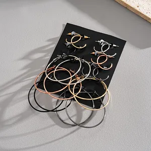 20-piece set of minimalist vintage metal hoop earrings in various sizes and metallic finishes