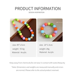 Technical specifications for colorful acrylic bead chunky necklace and bracelet set