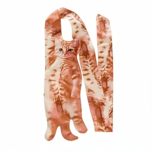 Collier cravate original avec imprimé chat roux créatif pour un look très tendance