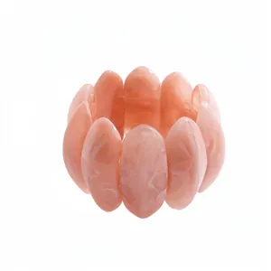Elegant pink marbled acrylic geometric stretch bracelet for women with minimalist design