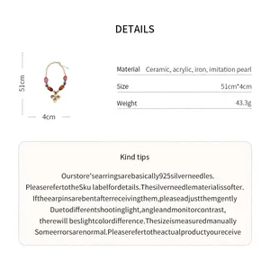 Especificaciones detalladas del collar de flores de cerámica y perlas de imitación, peso
