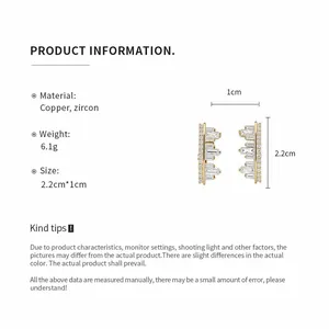 Detailed product information for irregular geometric zircon gold-tone ear clips.