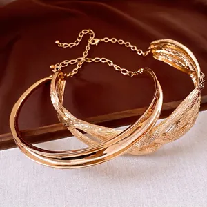 Irregular Metal Wrinkled Wrapped Cross Necklace Minimalist Gold Plated Alloy Choker Chain For Women Fashion Jewelry Necklaces Gift